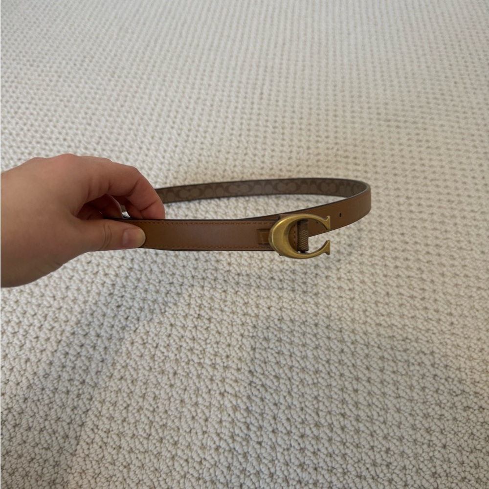 Coach Brown Leather Skinny Belt